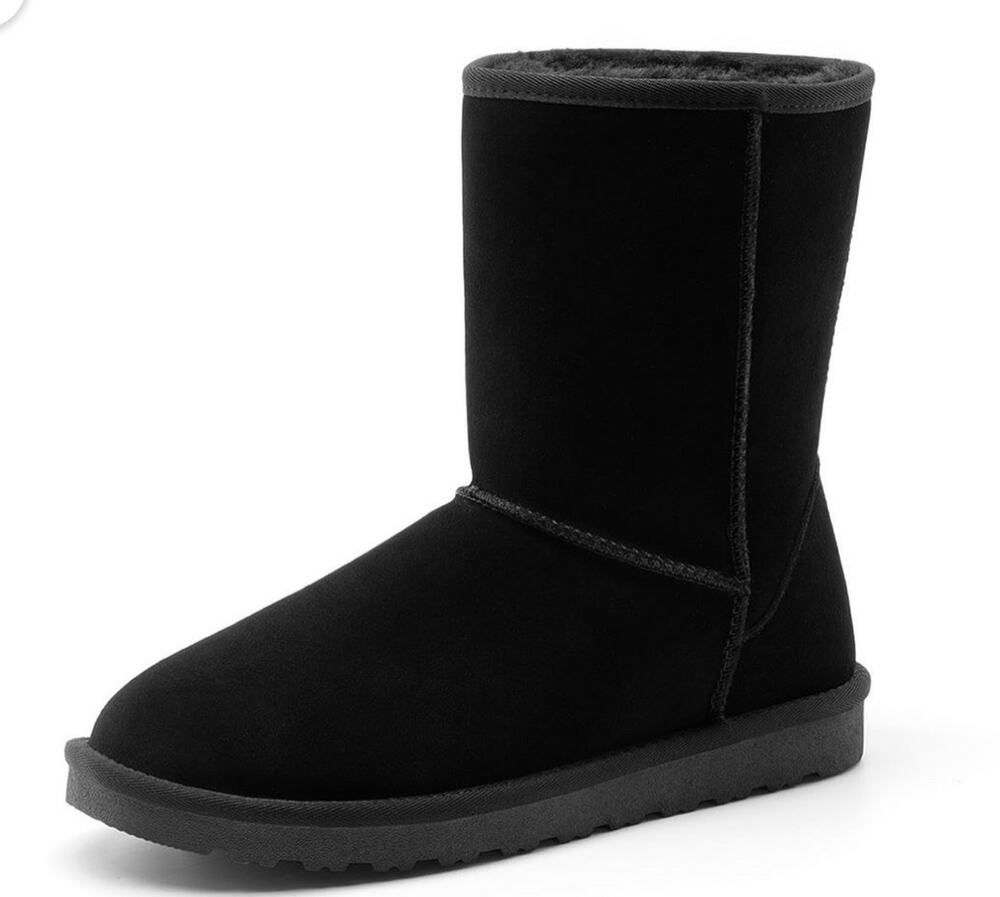 Bruno Marc Men’s Winter Shorty Suede Boots Faux Fur Lining Black Size 8.5